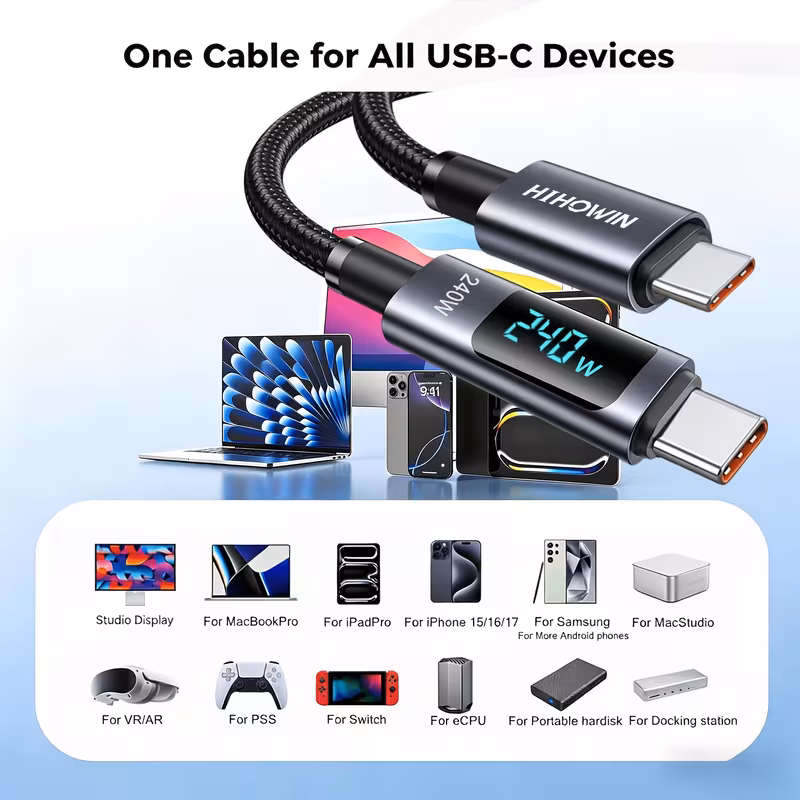 🔥CLABE USB-C a USB-C con pantalla Led