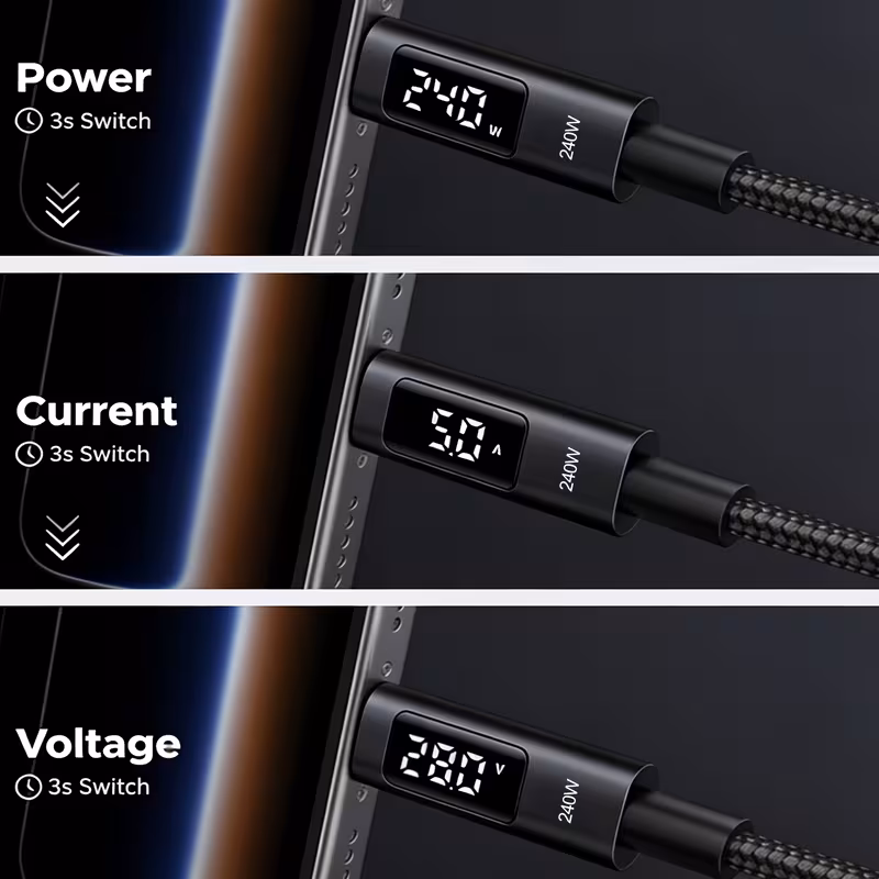 🔥CLABE USB-C a USB-C con pantalla Led