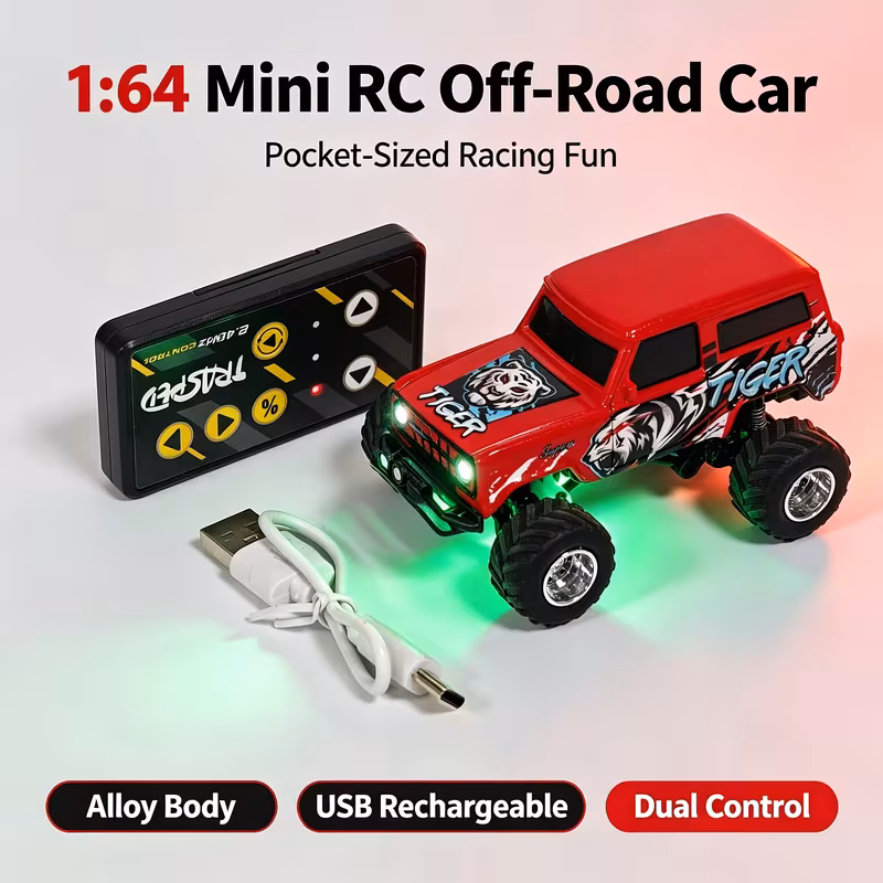 Mini carro Rc 4x4 a escala 1:64 de metal