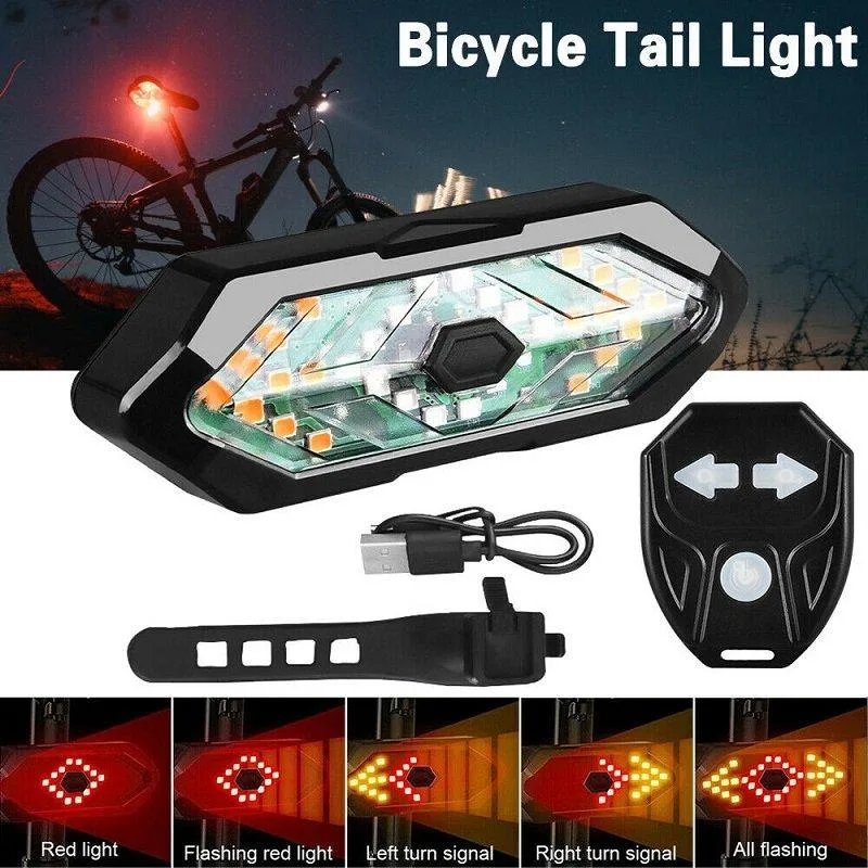 🔥 Luz Trasera LED Recargable USB con Direccionales para Bicicleta